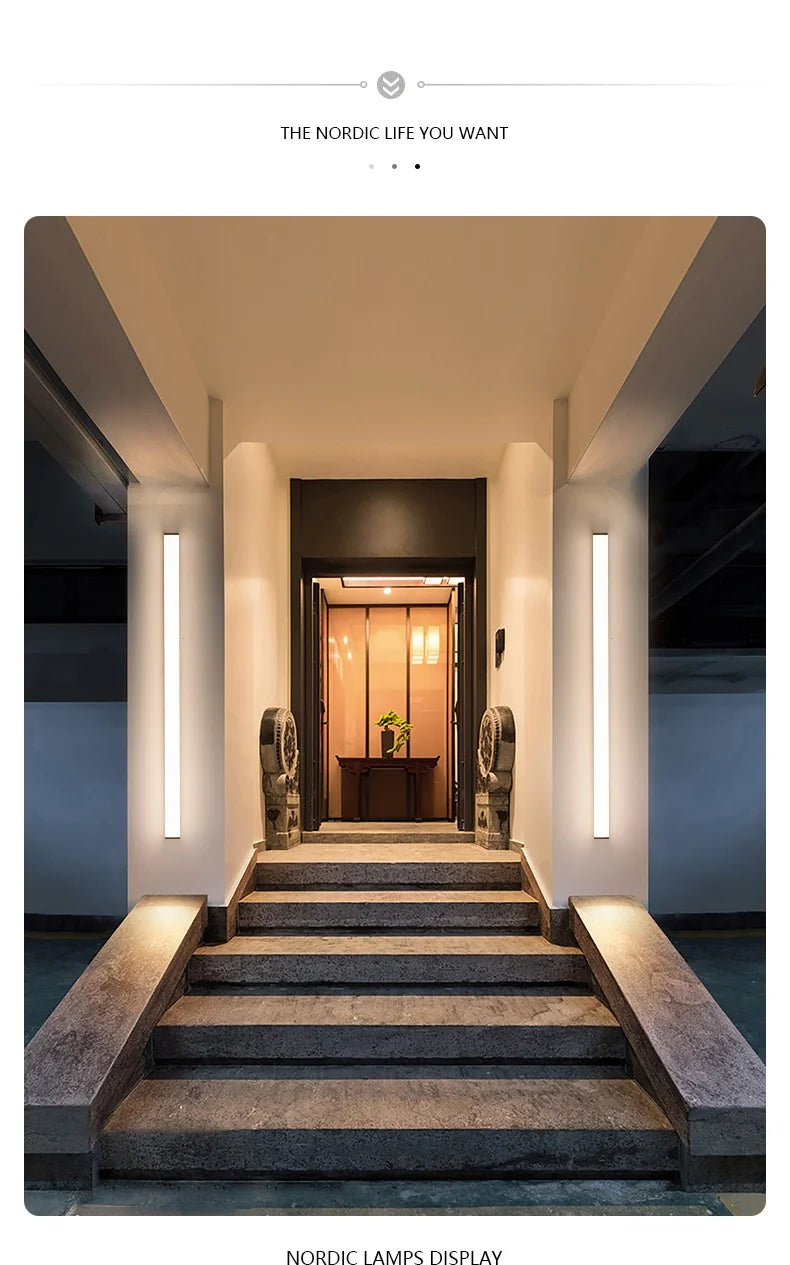 Modern Waterproof Outdoor Long Strip LED Wall Light
