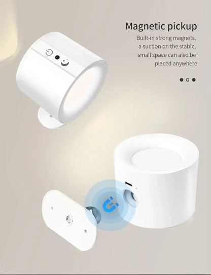 Modern Magnetic LED Wall Lamp Rechargeable 360° Rotation