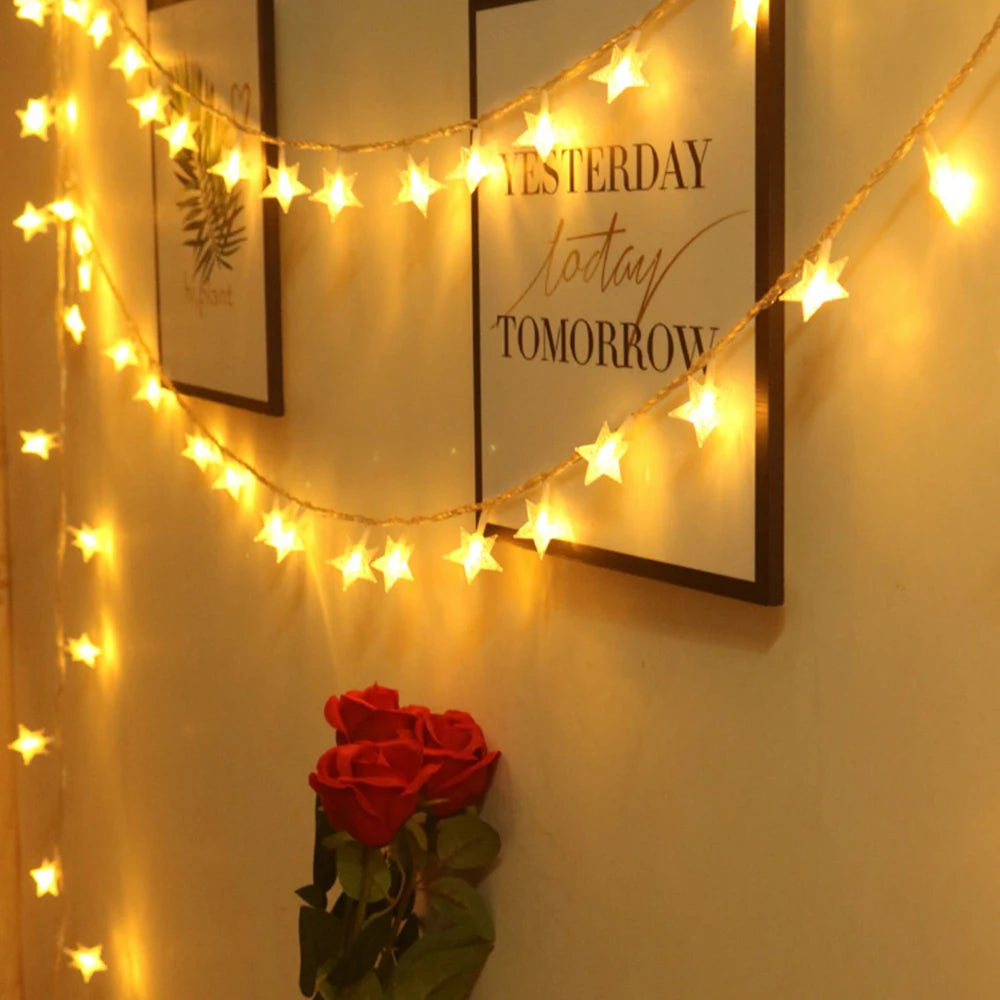 LED Star Fairy Lights Outdoor Chain Lights Garland Decoration