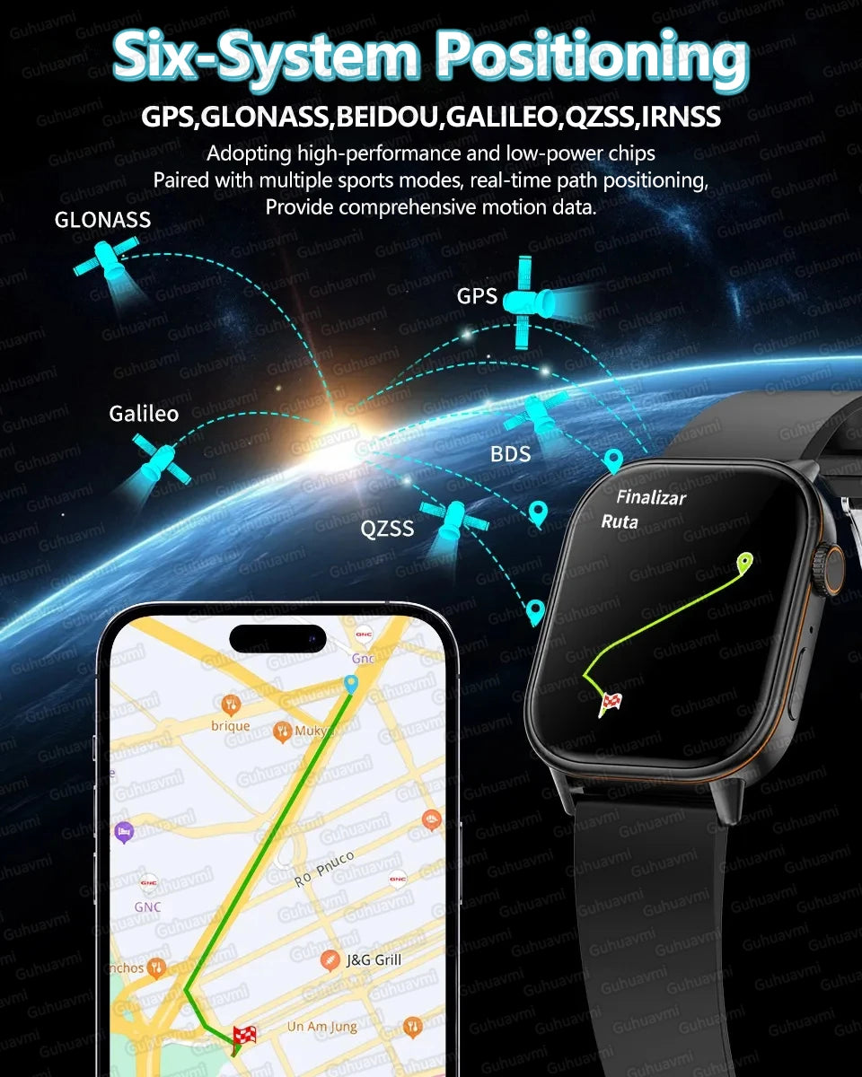 New For Android iOS Outdoor GPS Smart Watch Men 2.01" HD AMOLED