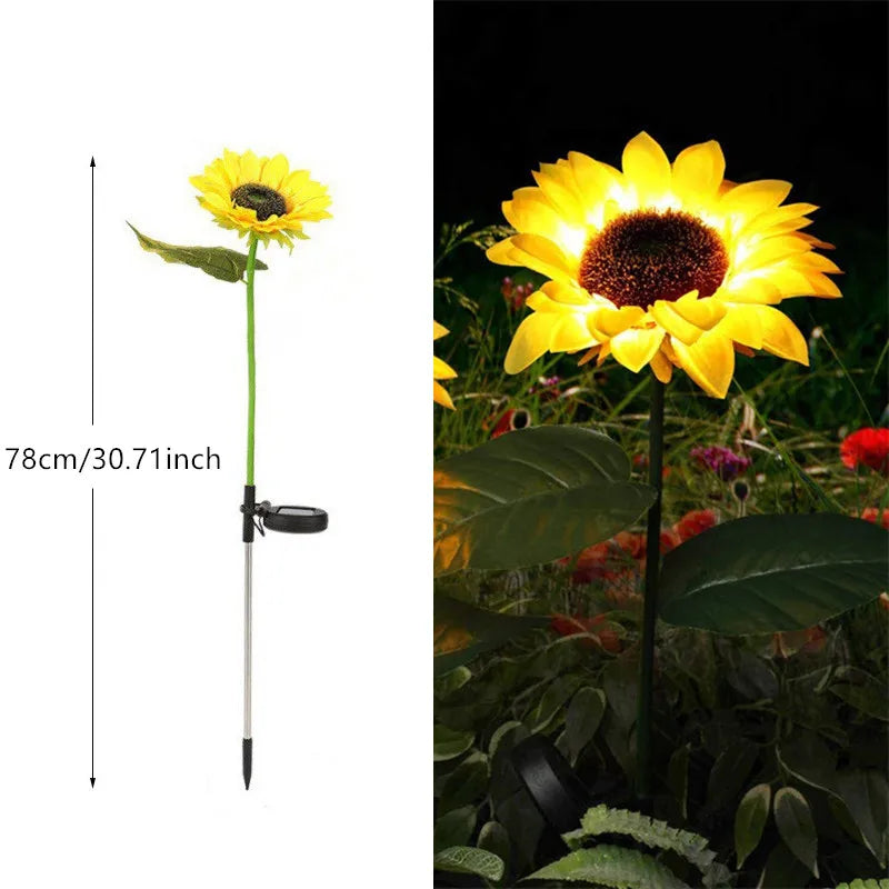 Solar Sunflower Lights 3 Heads 1 Head Garden Stake Outdoor