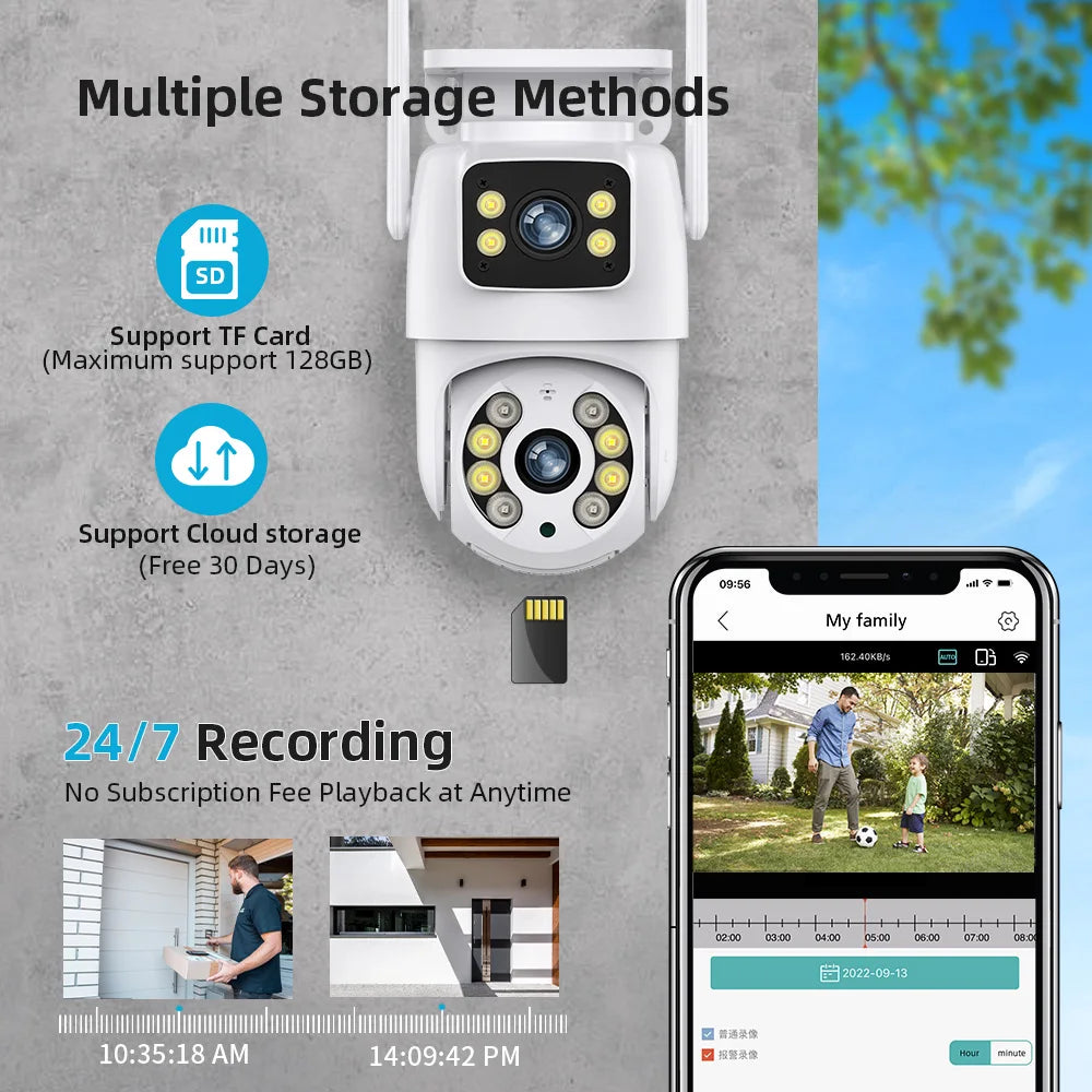 Hiseeu 4K 8MP Wifi Surveillance Camera Dual Lens