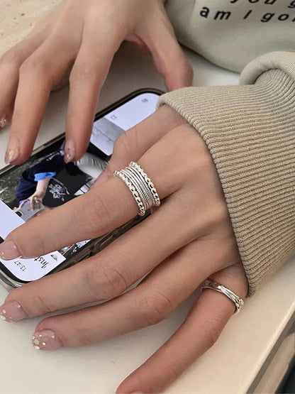 VENTFILLE 925 Sterling Silver Finger Rings Hollow Chain
