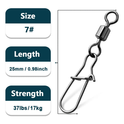 Duo-Lock Snap Swivels 50~200Pcs Fishing Swivel Snap