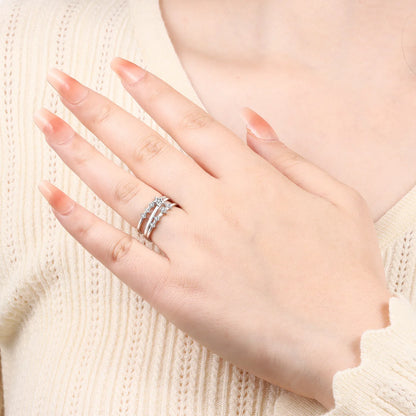 925 Sterling Silver Three-Ring Stackable Ring for Women