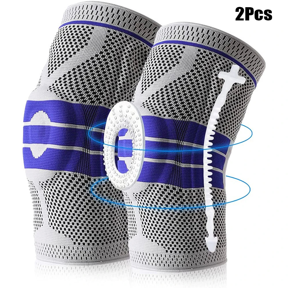 Silicone Padded Knee Pads Supports Brace Basketball Fitness