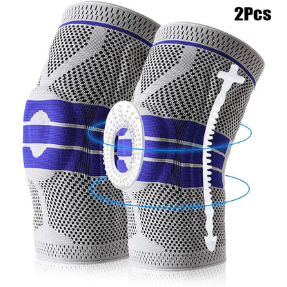 Silicone Padded Knee Pads Supports Brace Basketball Fitness