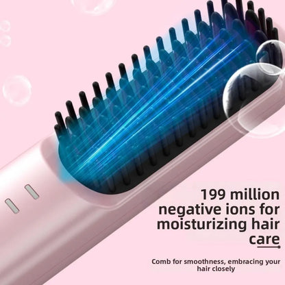 Cordless Hair Straightener Brush 4 Temp Settings Ceramic