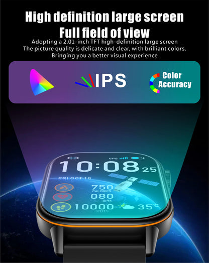 New For Android iOS Outdoor GPS Smart Watch Men 2.01" HD AMOLED