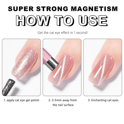 3 In 1 Dual Headed Cat Eye Nail Art Magnetic Stick