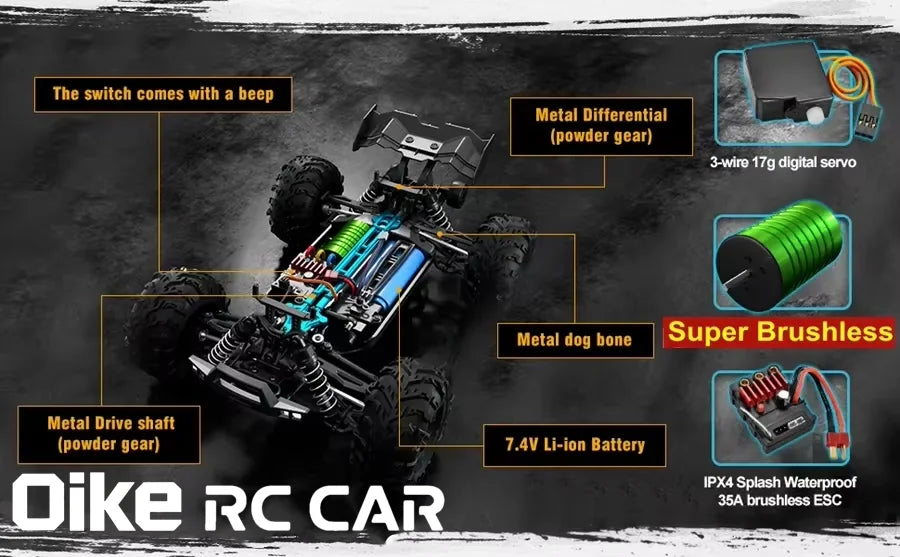 Super Brushless 50KM/H Brushed RC Car Off Road Buggy Toy