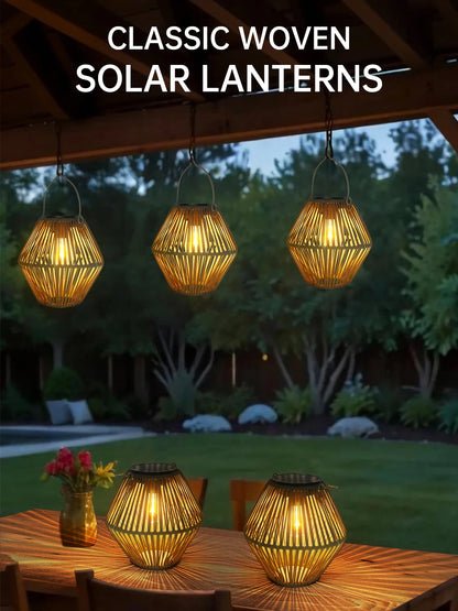 Solar Lantern Hanging Woven Lantern Boho Lamp Lights