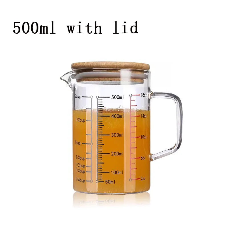 Heat-resistant Glass Measuring Cup With Wood Lid
