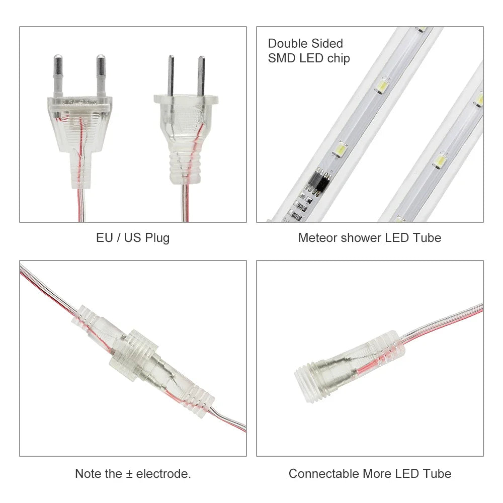 Outdoor LED Meteor Shower Lights Falling Rain Drop