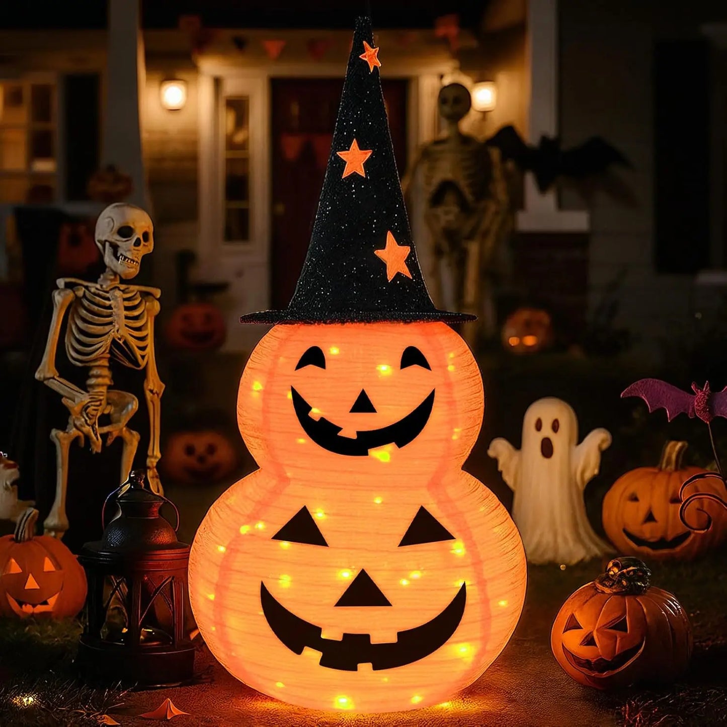 Halloween Pumpkin Decorations Collapsible Jack-o-Lantern Lights
