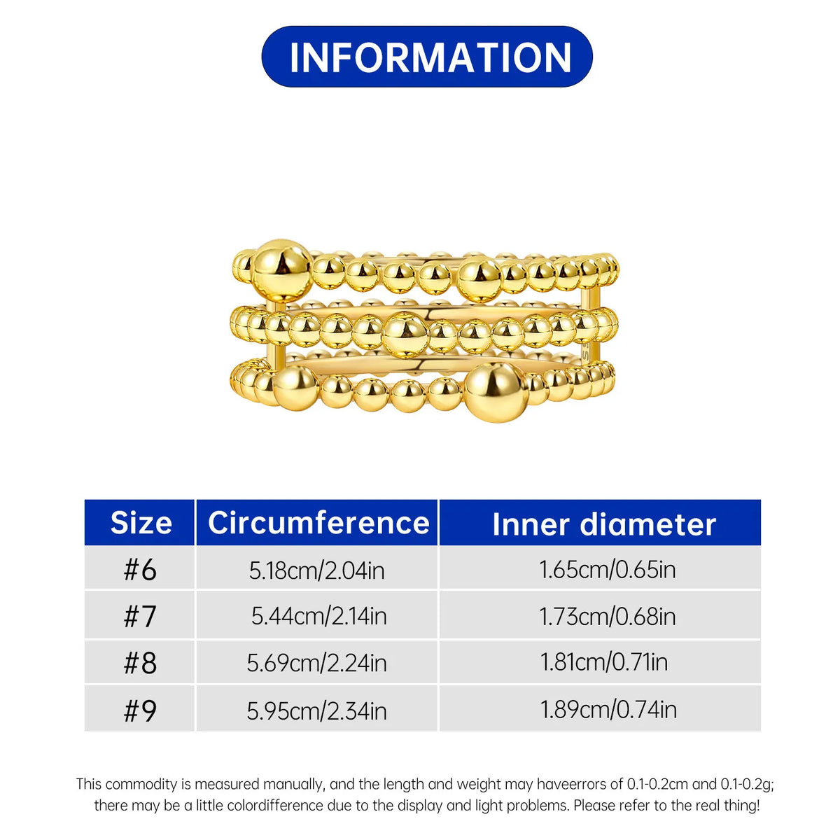925 Sterling Silver Three-Ring Stackable Ring for Women