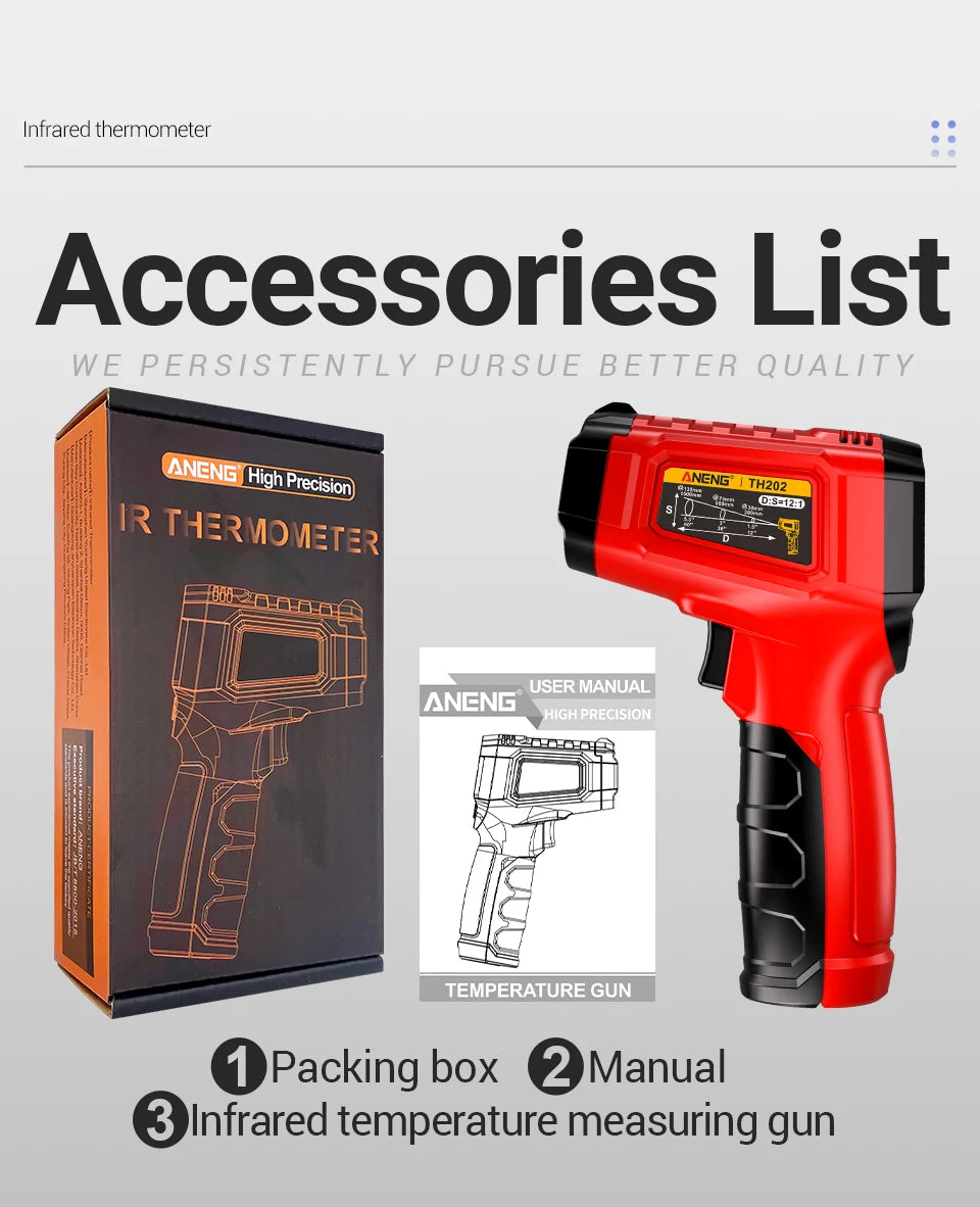 Infrared Thermometer Gun Non-contact Sensing