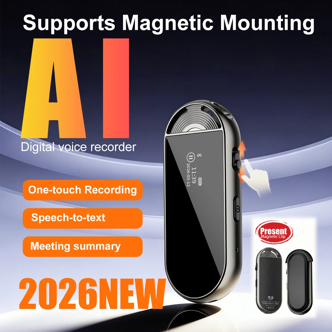 Mini AI Voice Recorder Pen, 30.6g, Magnetic Clip-on Design