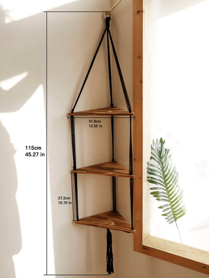 Floating Wall Shelf Wood Triangle Corner Display Stand