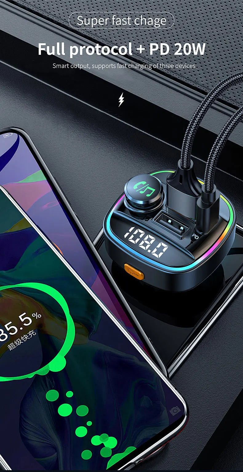 Bluetooth 5.0 FM Transmitter Handsfree Car Radio Modulator