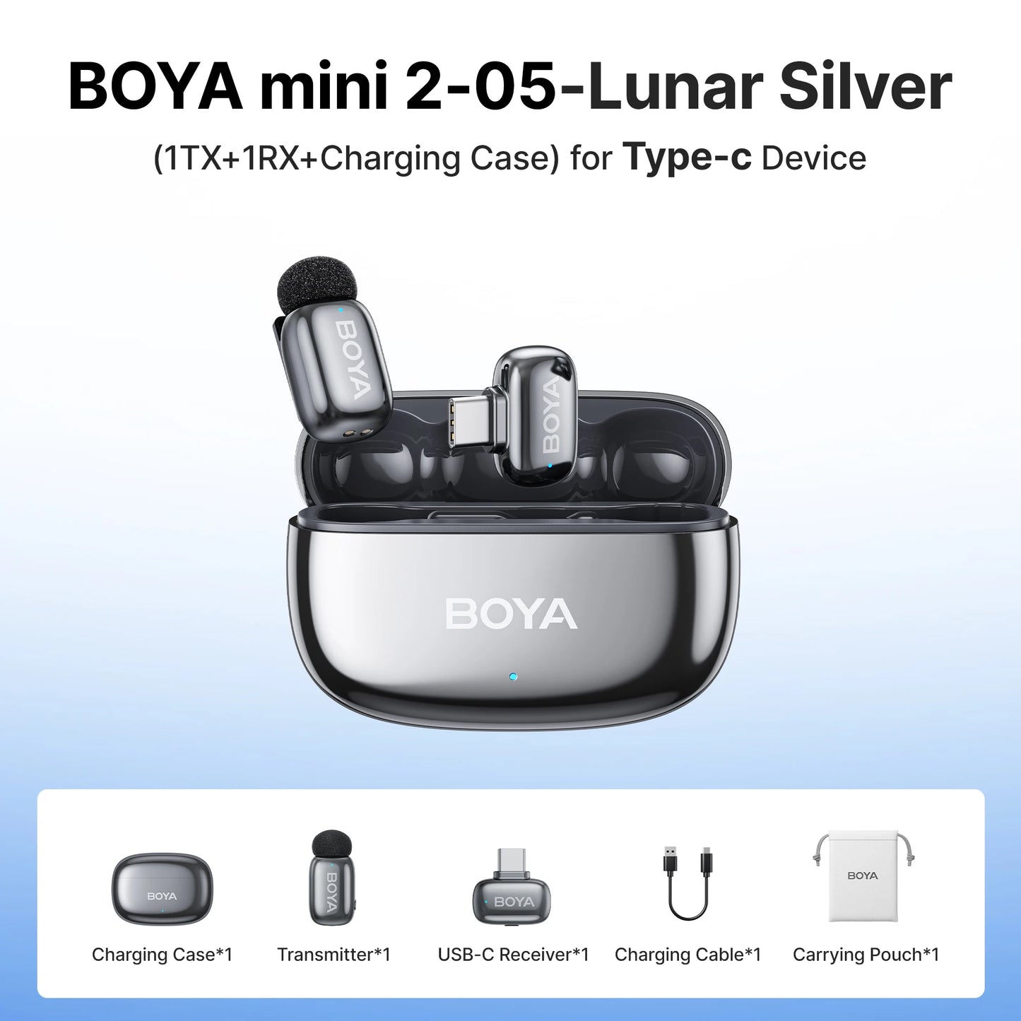 BOYA Mini 2 Wireless Lavalier Microphone AI Noise Reduction