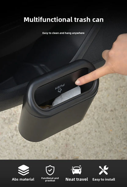 Car Trash Bin Kit Black Square Pressing With Lid