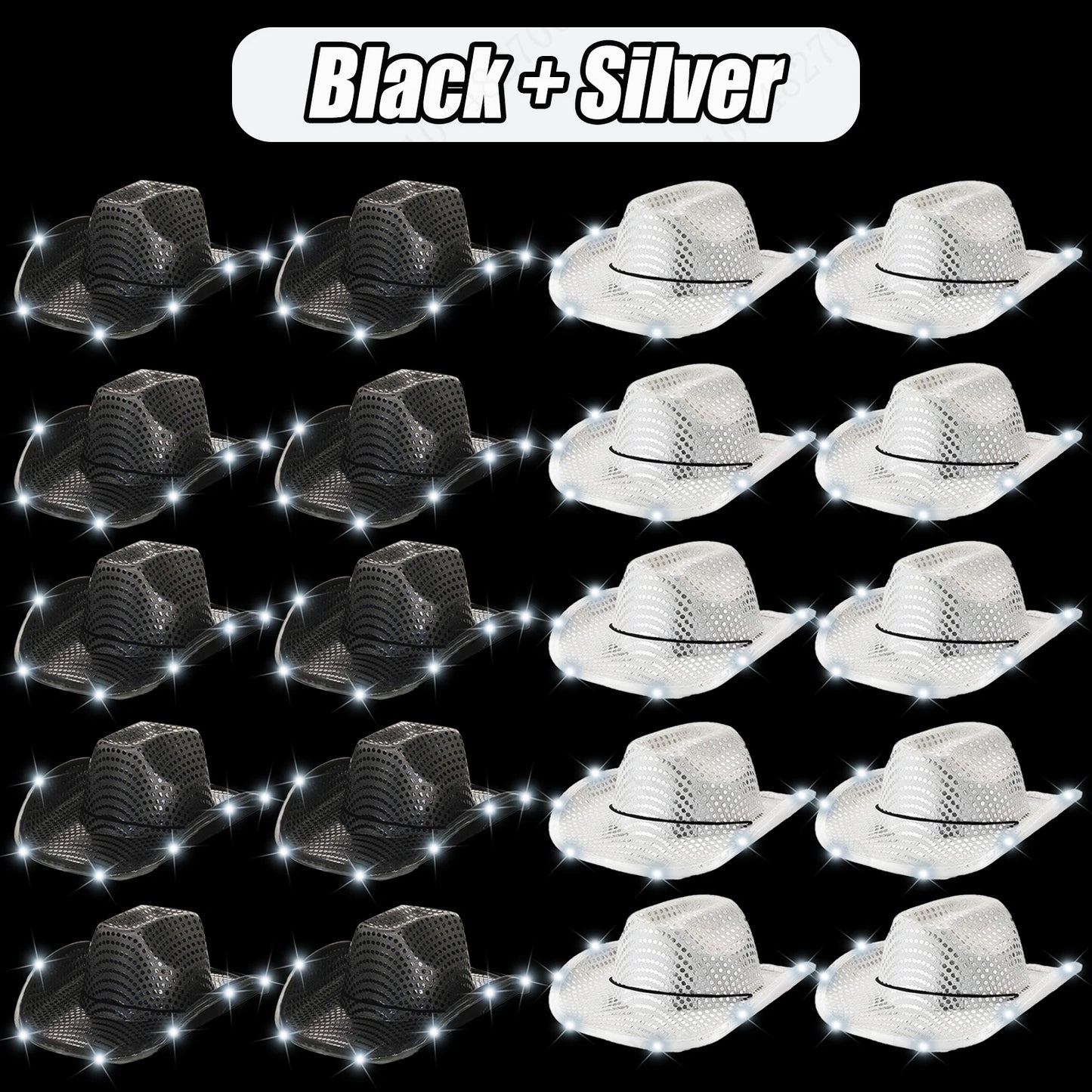 LED Cowboy Hats Bulk for Wedding Lighting up Party Hats