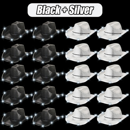 LED Cowboy Hats Bulk for Wedding Lighting up Party Hats