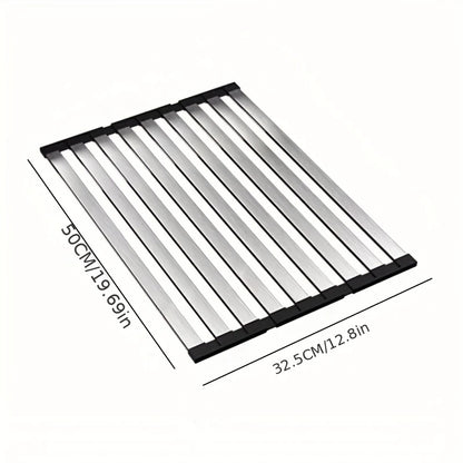 Stainless Steel Roll Up Dish Drying Rack Space Saving