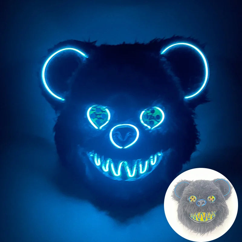LED Bloody Rabbit Mask Glowing Killer Black Bear Mask Halloween