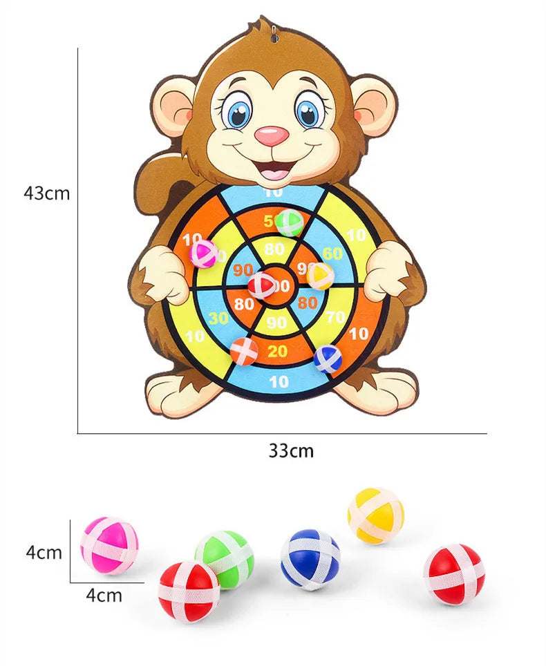 Child Montessori Toys Cartoon Animal Dart Board Sticky Ball