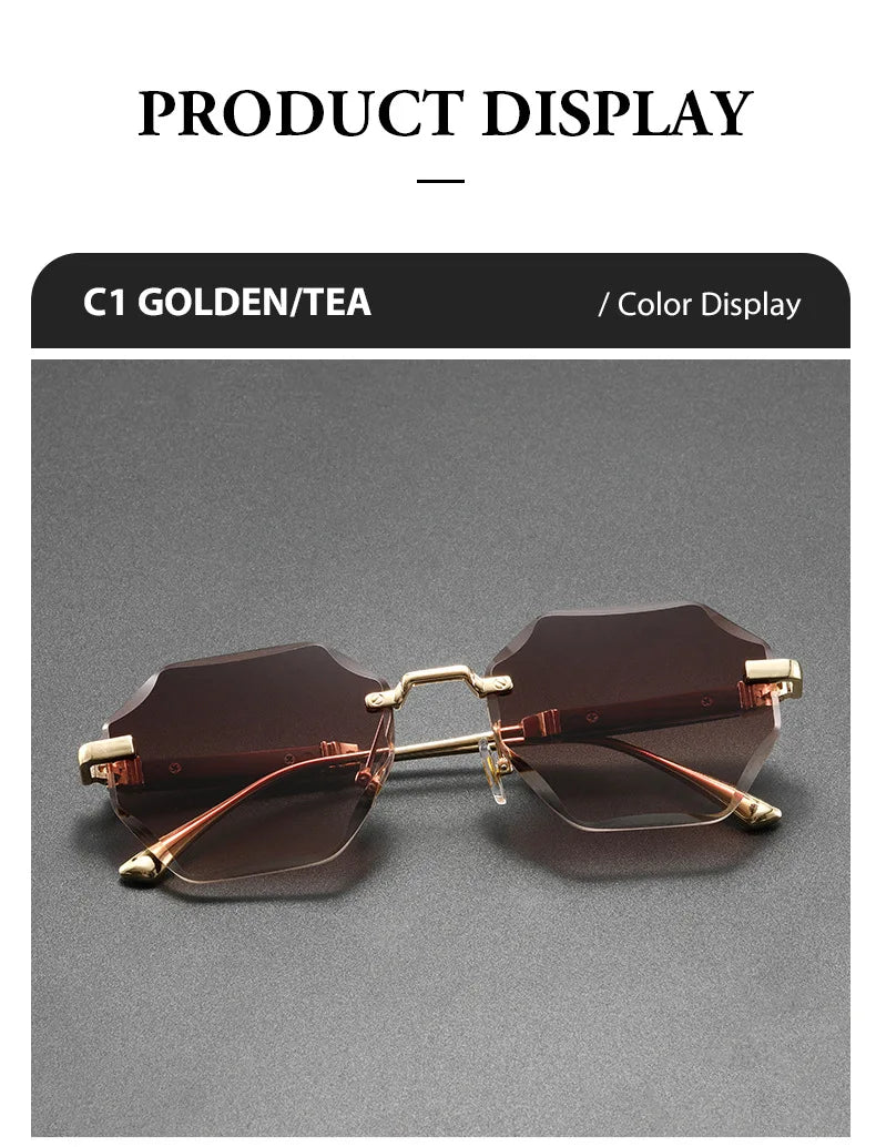 Man Woman Sunnies Fashion Unisex Rimless Sunglasses