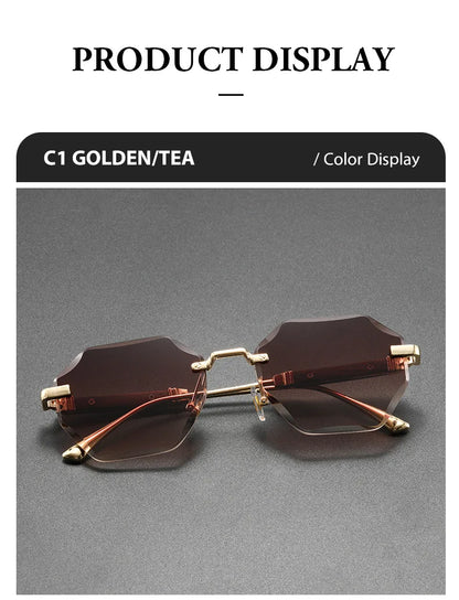 Man Woman Sunnies Fashion Unisex Rimless Sunglasses
