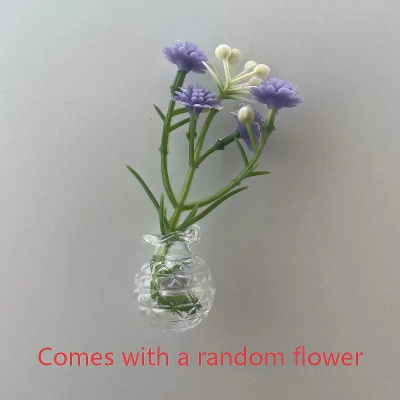 Magnetic Glass Vase Set - Mini Plant Pot Magnets for Refrigerator