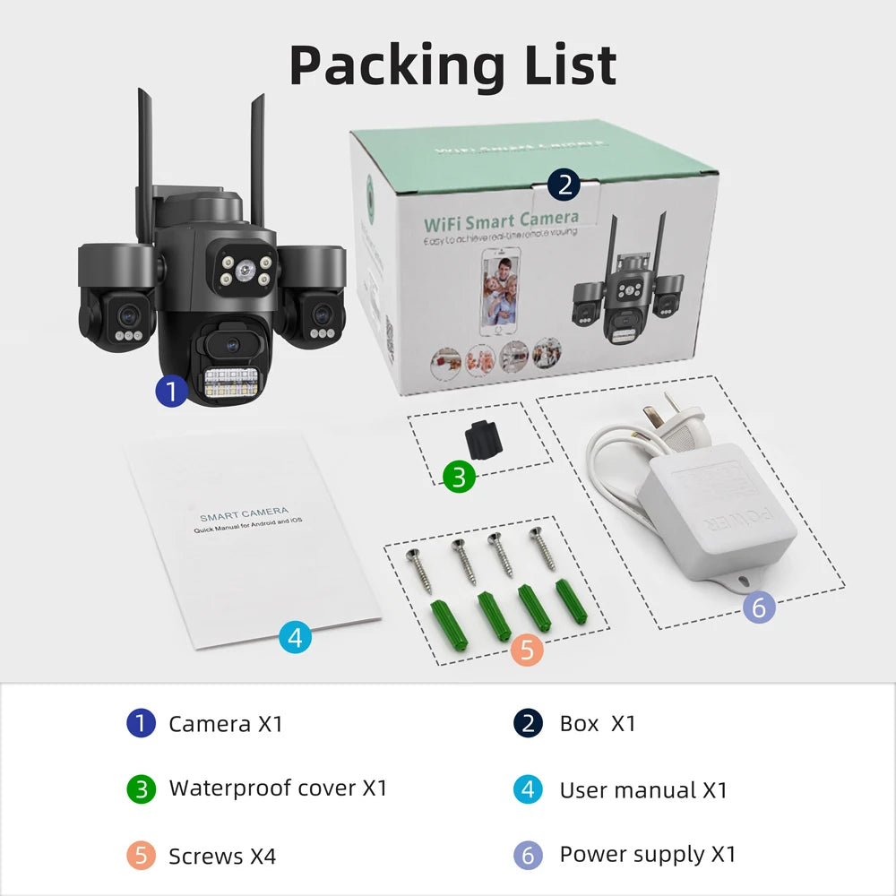 iCsee 3 Lens 3 Screen WiFi Camera 360° Auto Tracking  Surveillance