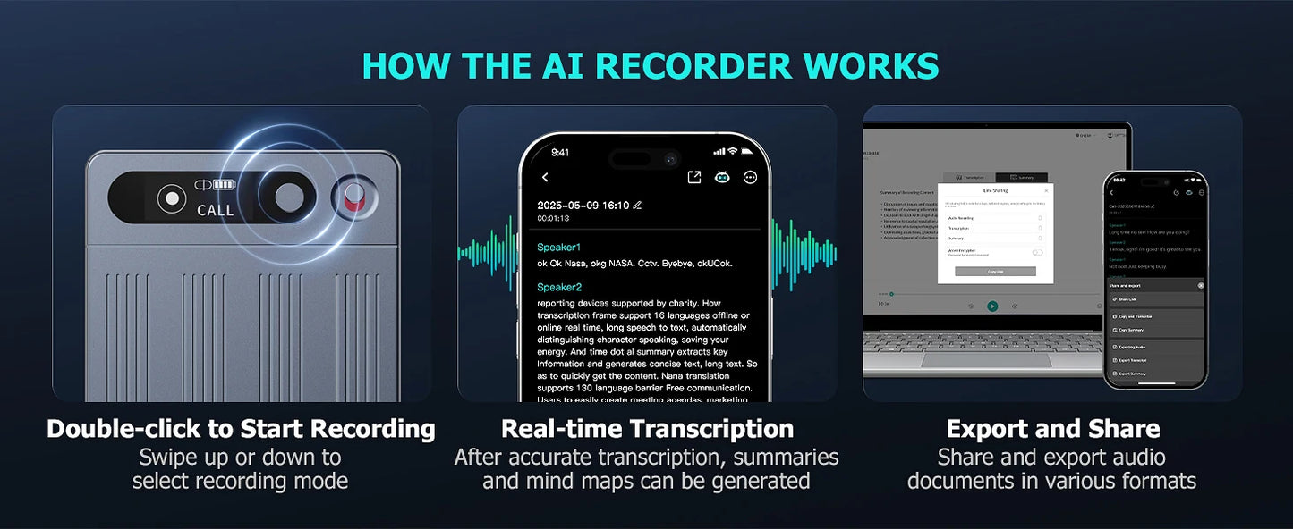 AI Voice Recorder with App Control Utilizing Advanced AI