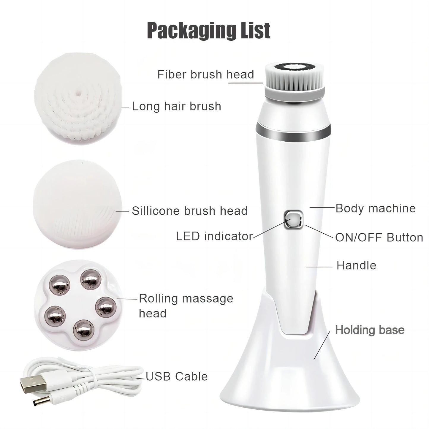 4 in 1 Electric Facial Cleansing Brush Sonic Skin Care