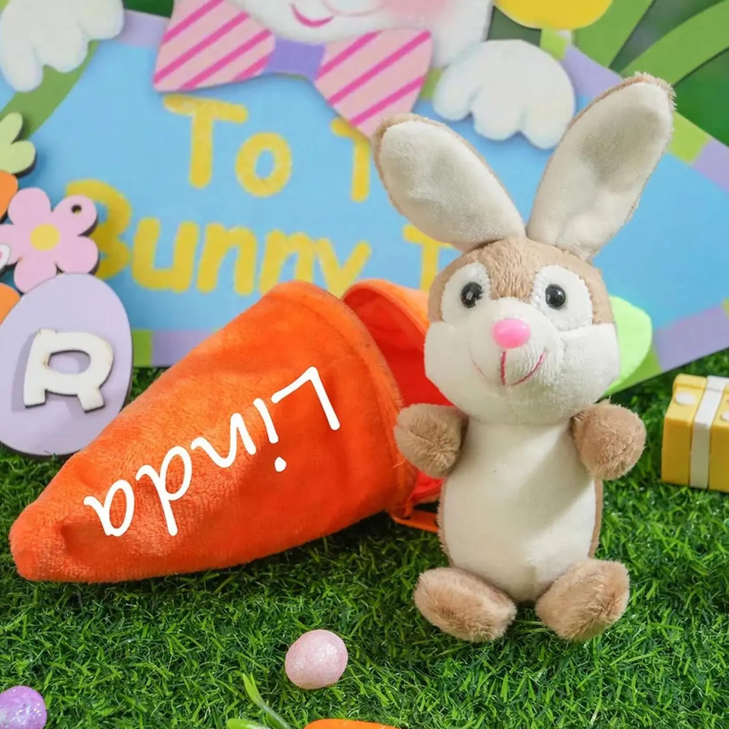 Custom Easter Plush Rabbit Keychain Personalized