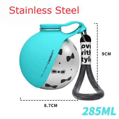 Small Dog Water Bottle 285ML Stainless Steel/PETG Convenient