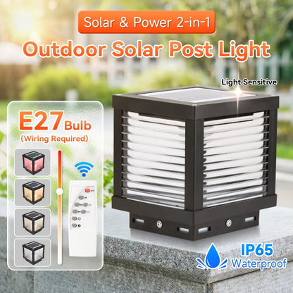 Outdoor Lighting Pillar Lights Remote Control Solar Chapiter Lamp
