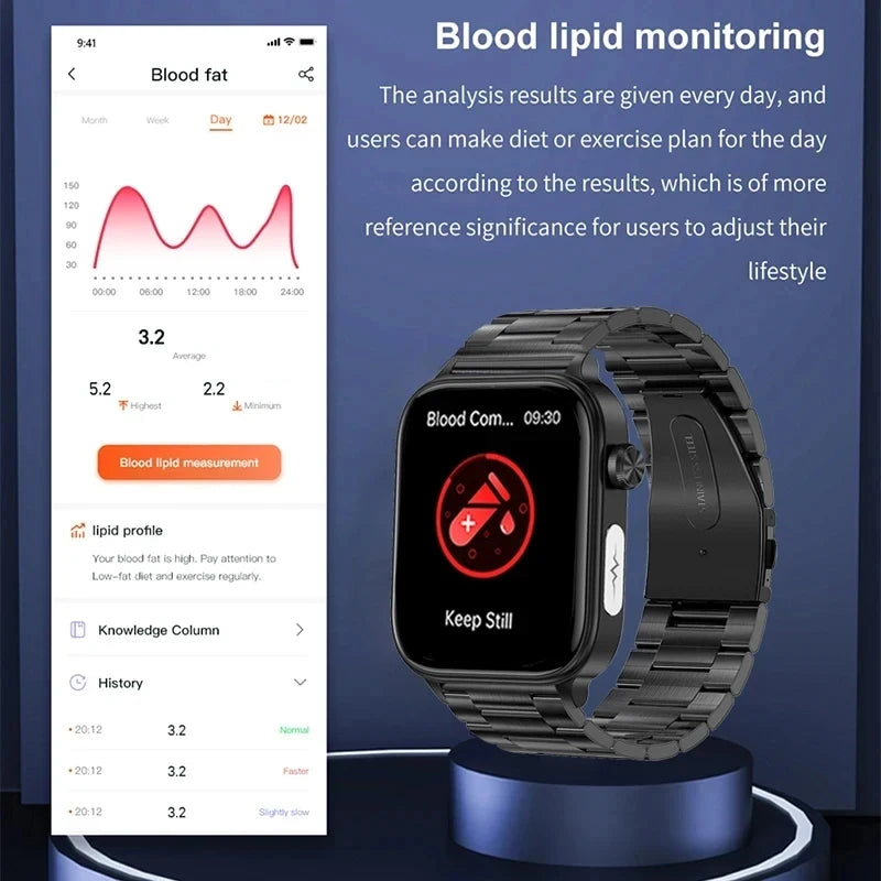New AI Diagnosis Blood Lipids Body composition Test Smart Watch
