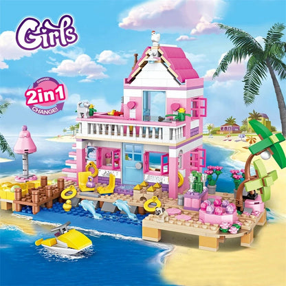 Summer Holiday City House Seaside Villa Building Blocks