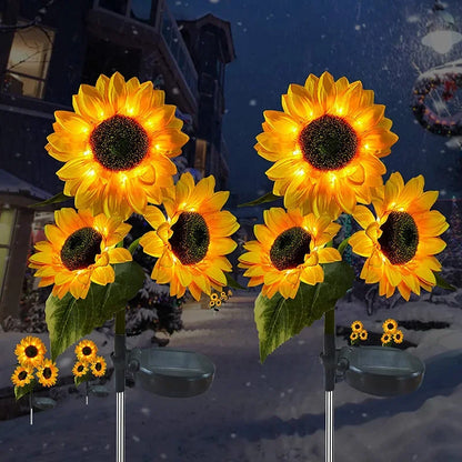 Solar Sunflower Lights 3 Heads 1 Head Garden Stake Outdoor