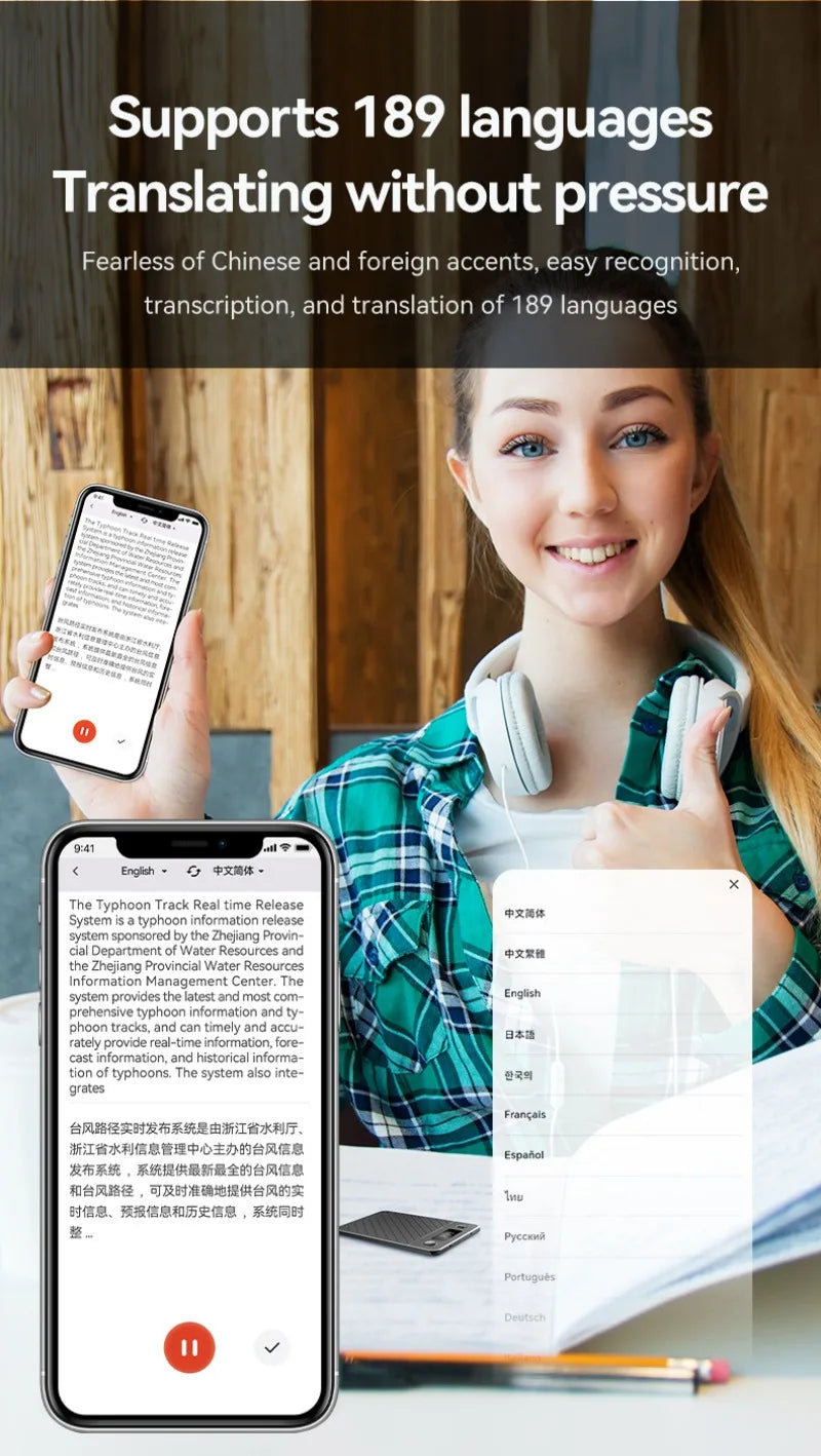 AI Voice Recorder with Display Screen 8-256GB Intelligent