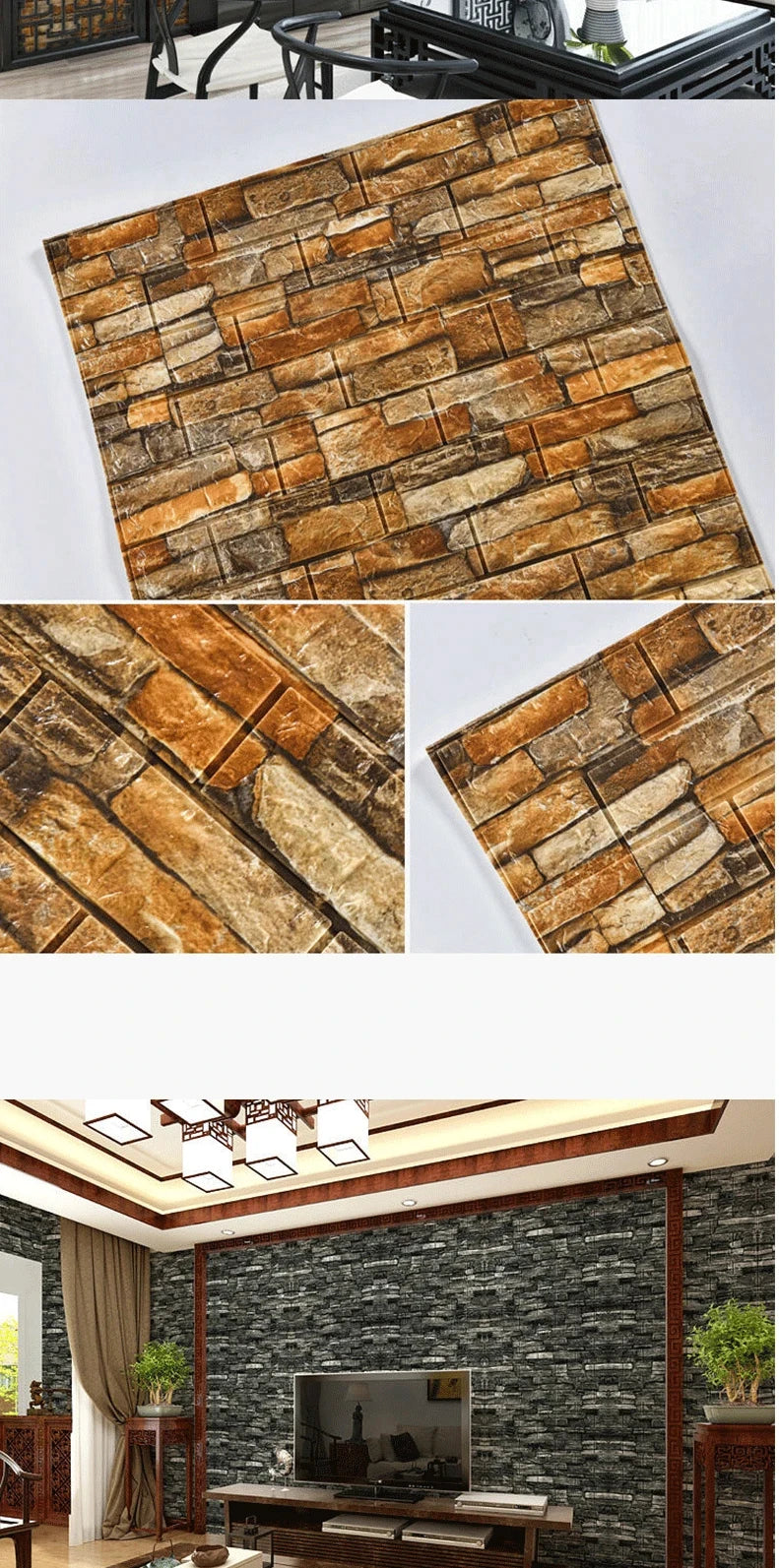 3D Self-Adhesive Wallpaper 70cm*1/5/10m Continuous Waterproof