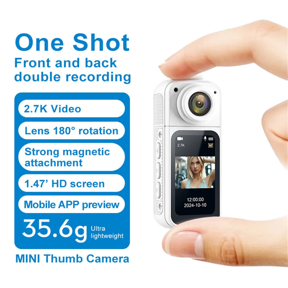 Motorcycle Mini Recorder 2.7K Finger Action Camera Lightweight