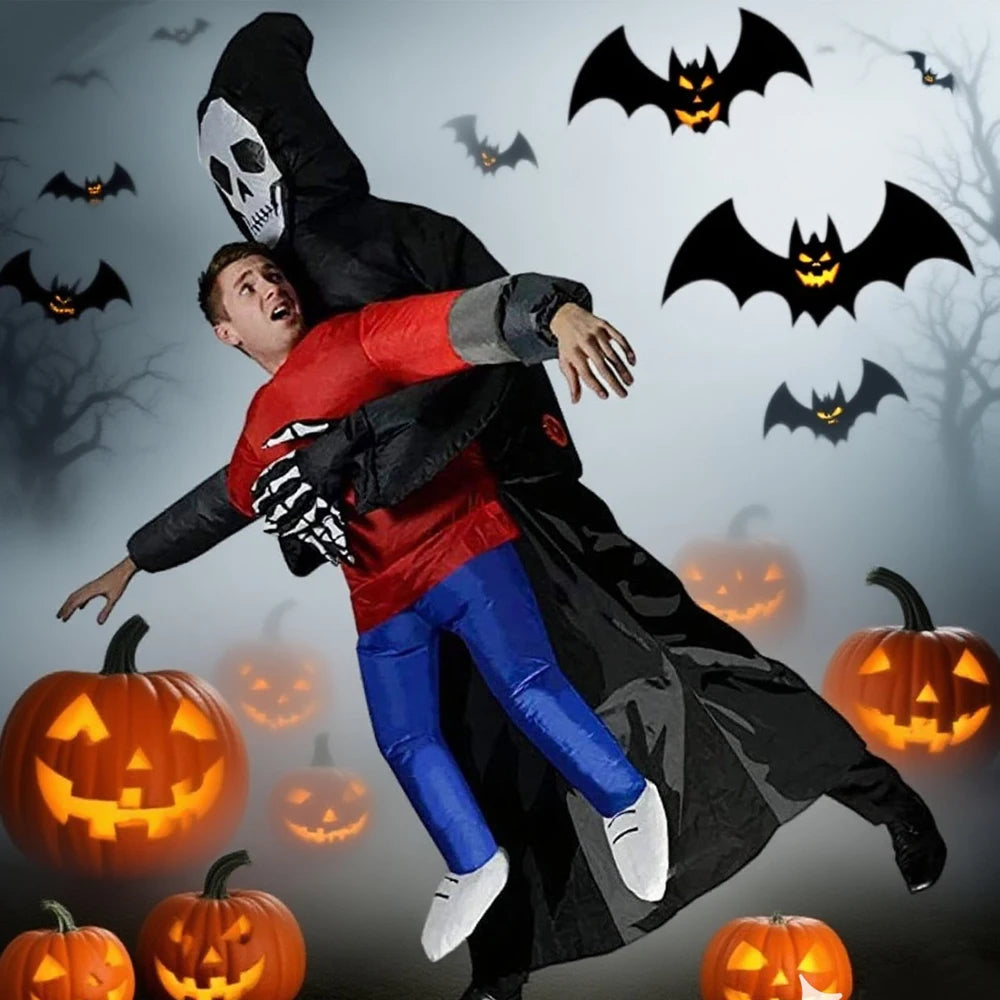 Adult Funny Inflatable Black Robe Mask Ghost Costume