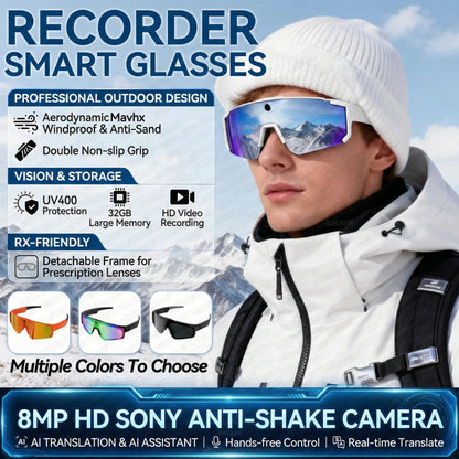 AI Smart Glasses 800W HD Anti-shake Camera Action Capture