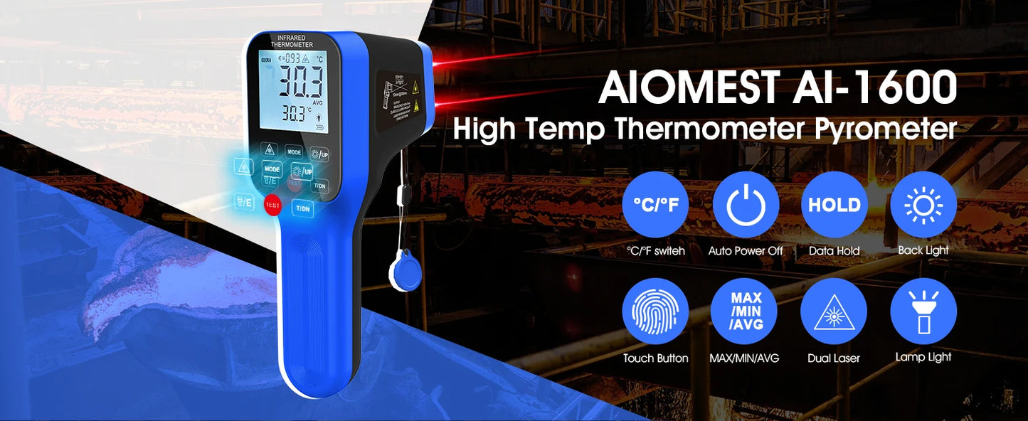 Infrared Thermometer Gun Rechargeable High Temp Laser