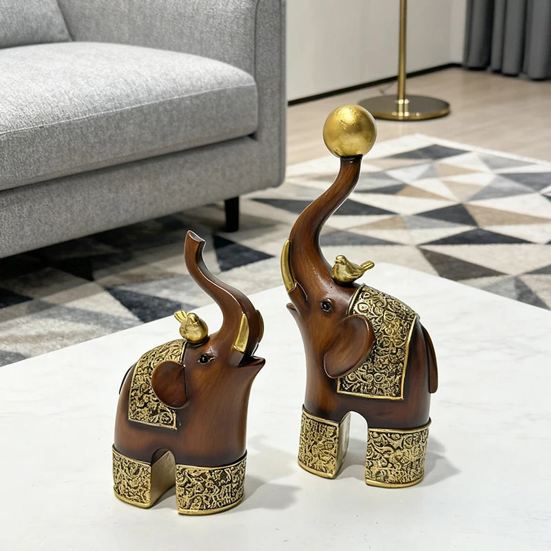 Imitation Wood Grain Animal Sculpture Creative Resin Craft